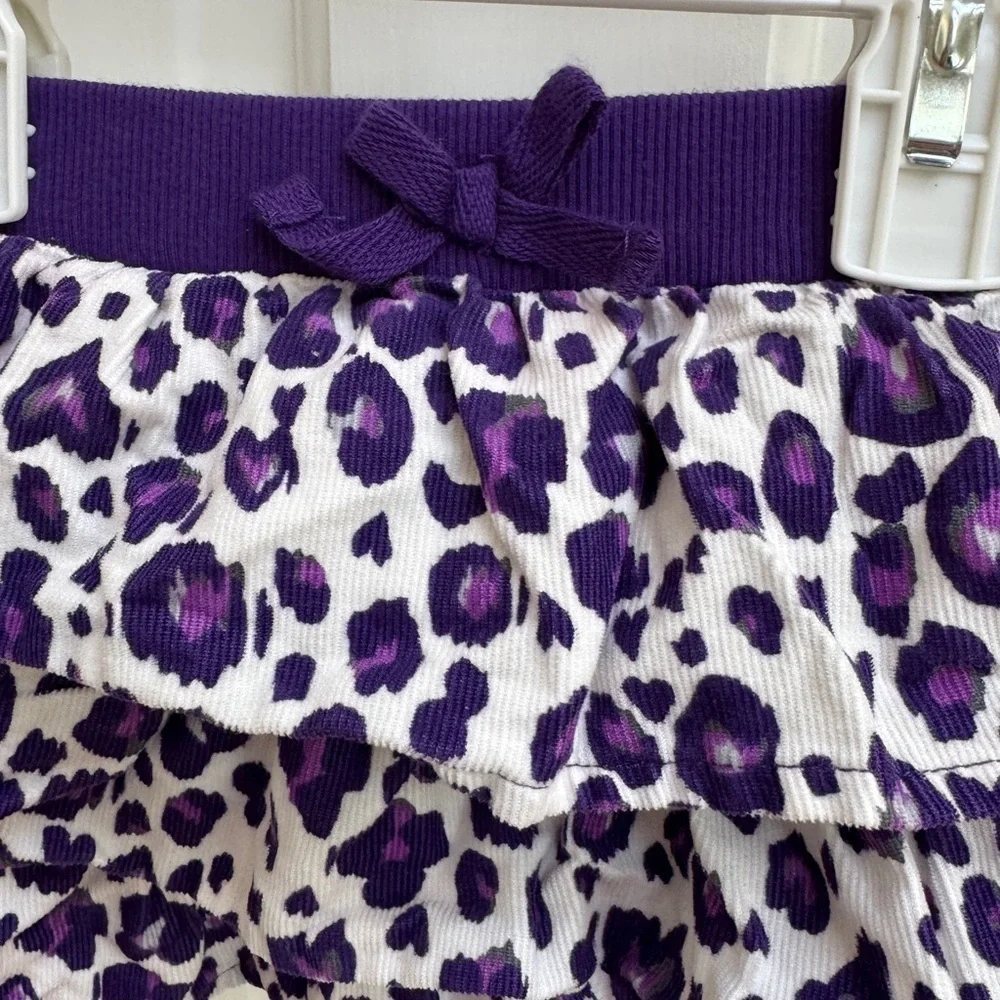 NWOT The Children’s Place 2T Girls Purpel & White Leopard Print Ruffle Skirt